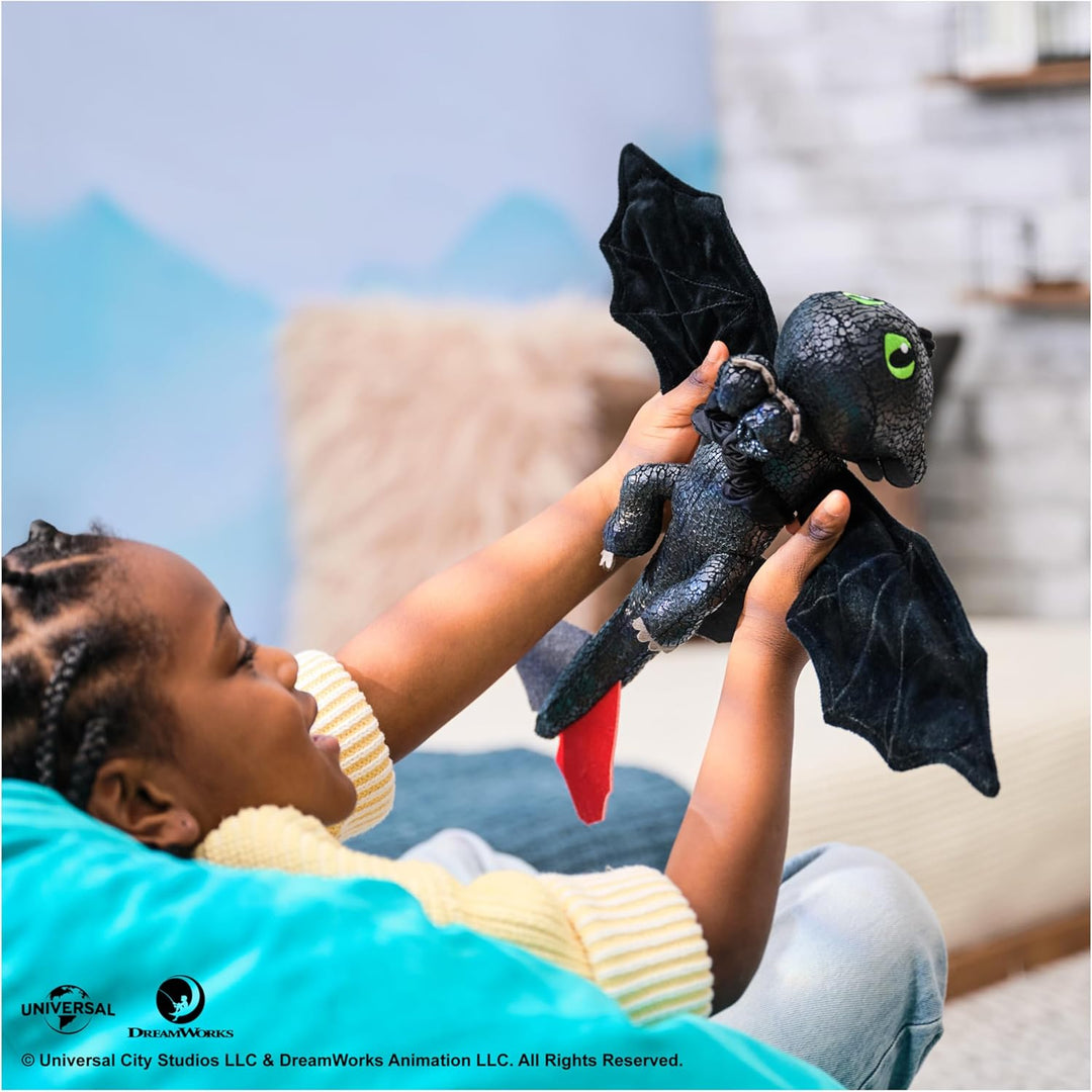 Dreamworks Dragons – Plüschtier-Drache Ohnezahn mit Griff- und Gleitfunktion, 30 cm lang, Spielzeug