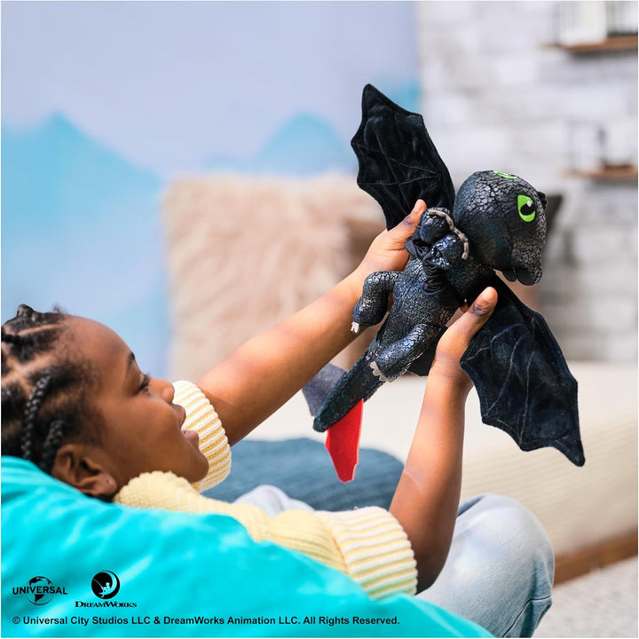 Dreamworks Dragons – Plüschtier-Drache Ohnezahn mit Griff- und Gleitfunktion, 30 cm lang, Spielzeug