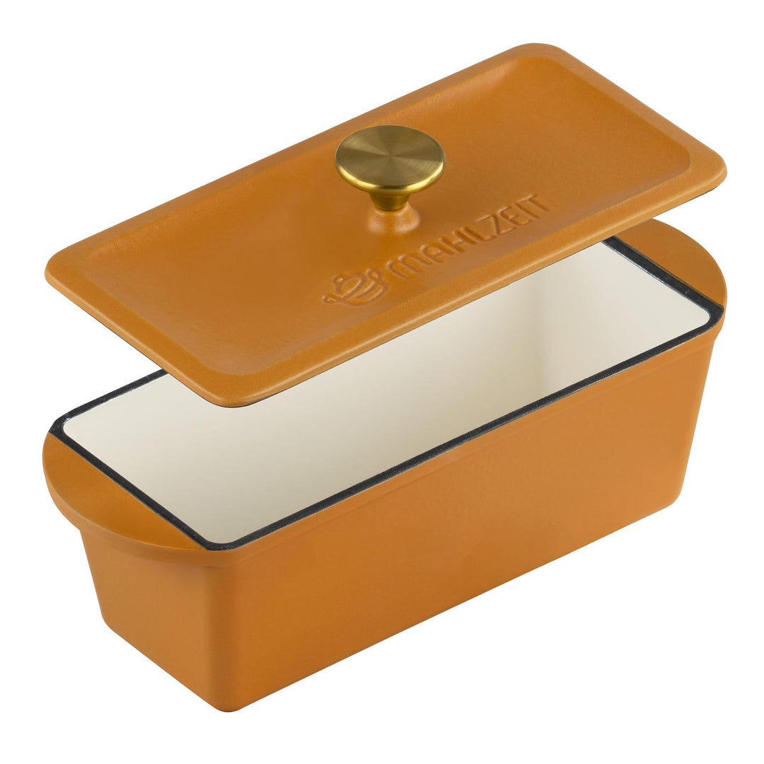 Mahlzeit Gusseisen Bräter mit Deckel emailliert | 3 Liter | Sunny Orange | Backofengeeignet, Indukti