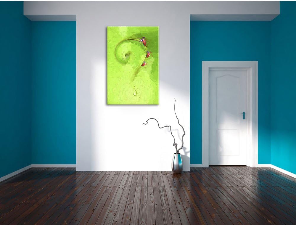 Pixxprint Marienkäfer Folgen dem Fragezeichen Kunst Pinsel Effekt, Format: 100x70 auf Leinwand, XXL