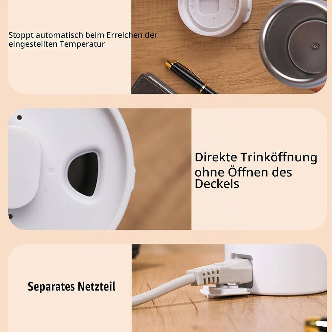 Elektrischer Reisewasserkocher Klein 475ml, 4 Temperatureinstellbar, Tragbarer Reise Wasserkocher 30