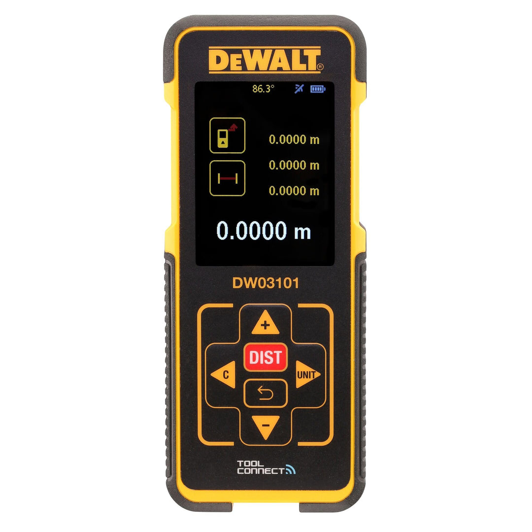 DeWalt Laser-Distanzmesser (635 nm, Laserklasse 2, für Längen-, Flächen- und Volumenmessung, in Mete