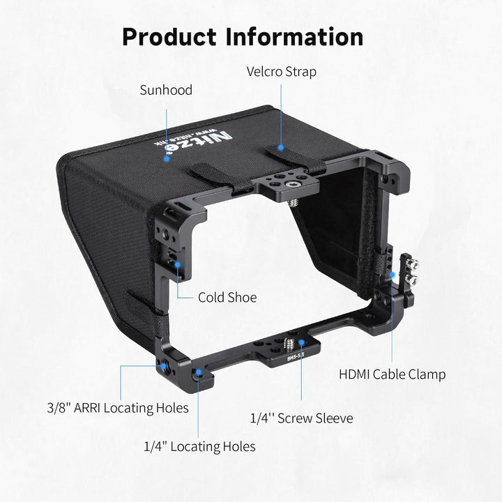 Nitze Monitor Cage with Sunhood for Portkeys BM5 III / BM5 III WR 5.5" - JTP2-BM5