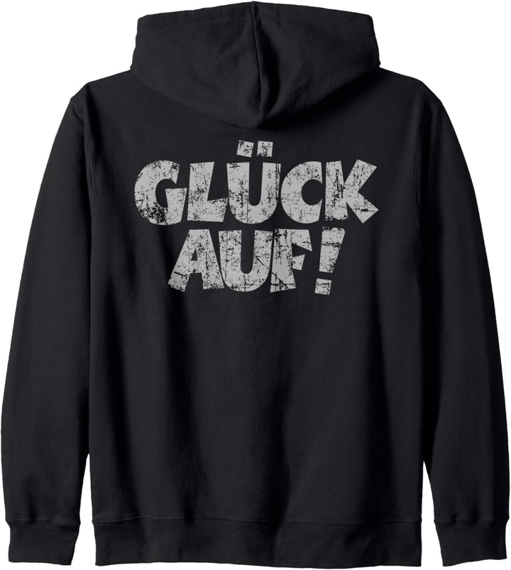 Glück Auf (Vintage Grau) Bergbau Bergmann Kapuzenjacke