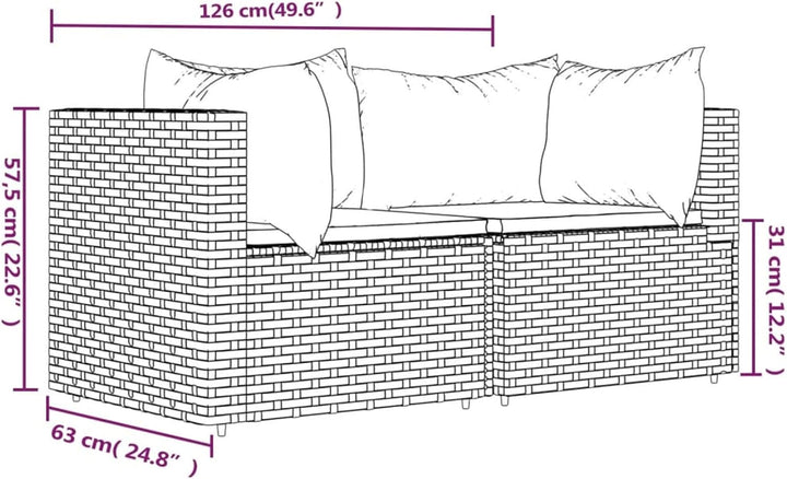 Tidyard 2 STK. Garten Ecksofa Gartensofa mit Kissen Einzelsofa Rattansofa Garten Lounge Gartenmöbel
