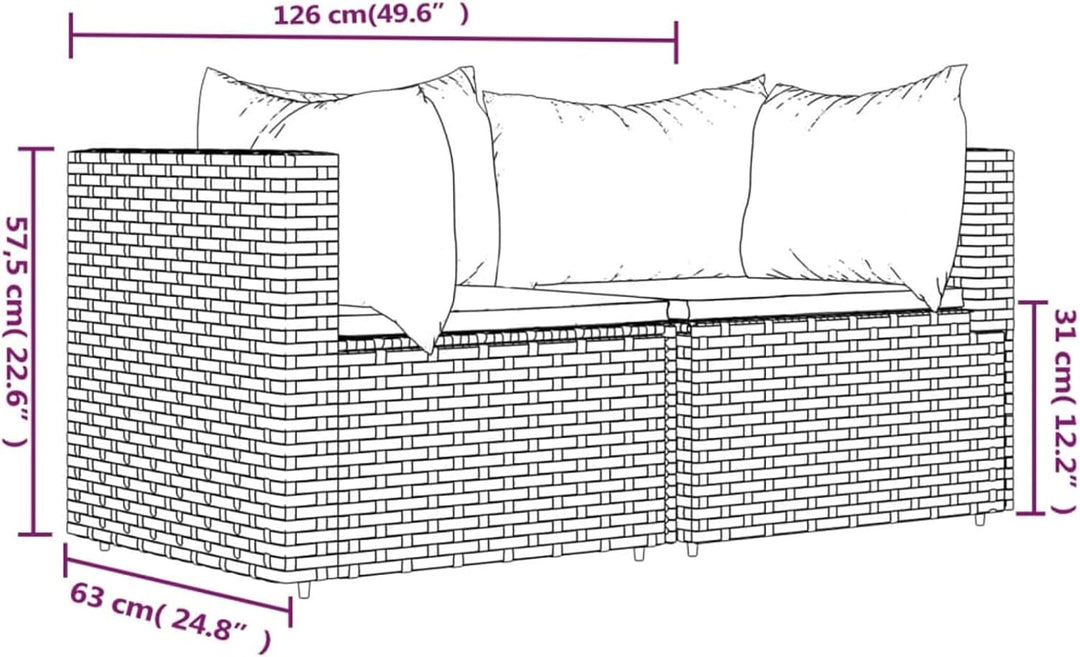 Tidyard 2 STK. Garten Ecksofa Gartensofa mit Kissen Einzelsofa Rattansofa Garten Lounge Gartenmöbel
