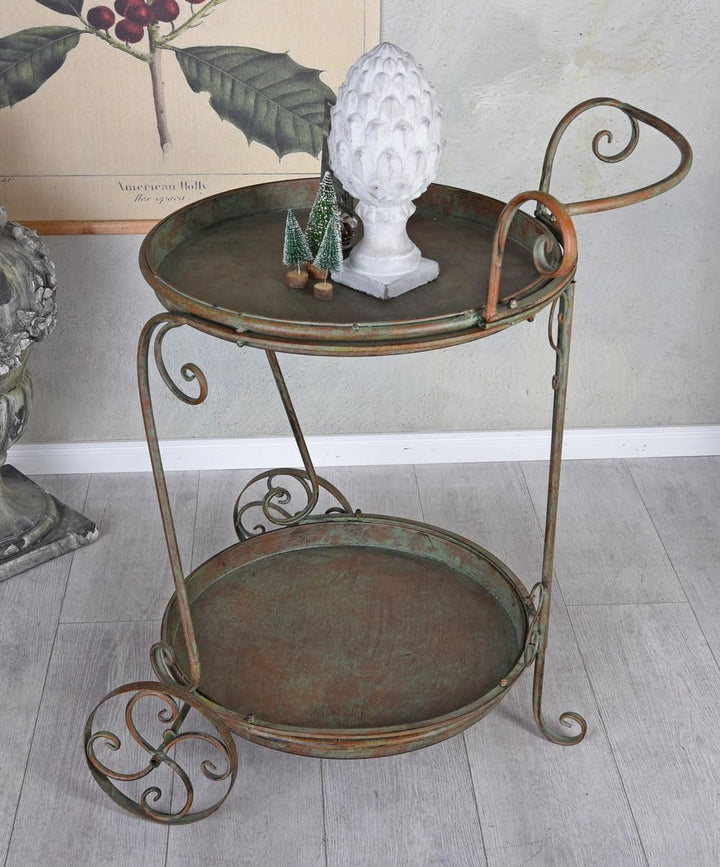 PALAZZO INT SERVIERWAGEN „Maison Provence“ – Barwagen aus Eisen mit Kupfer/Antik-Rost Patina Shabby