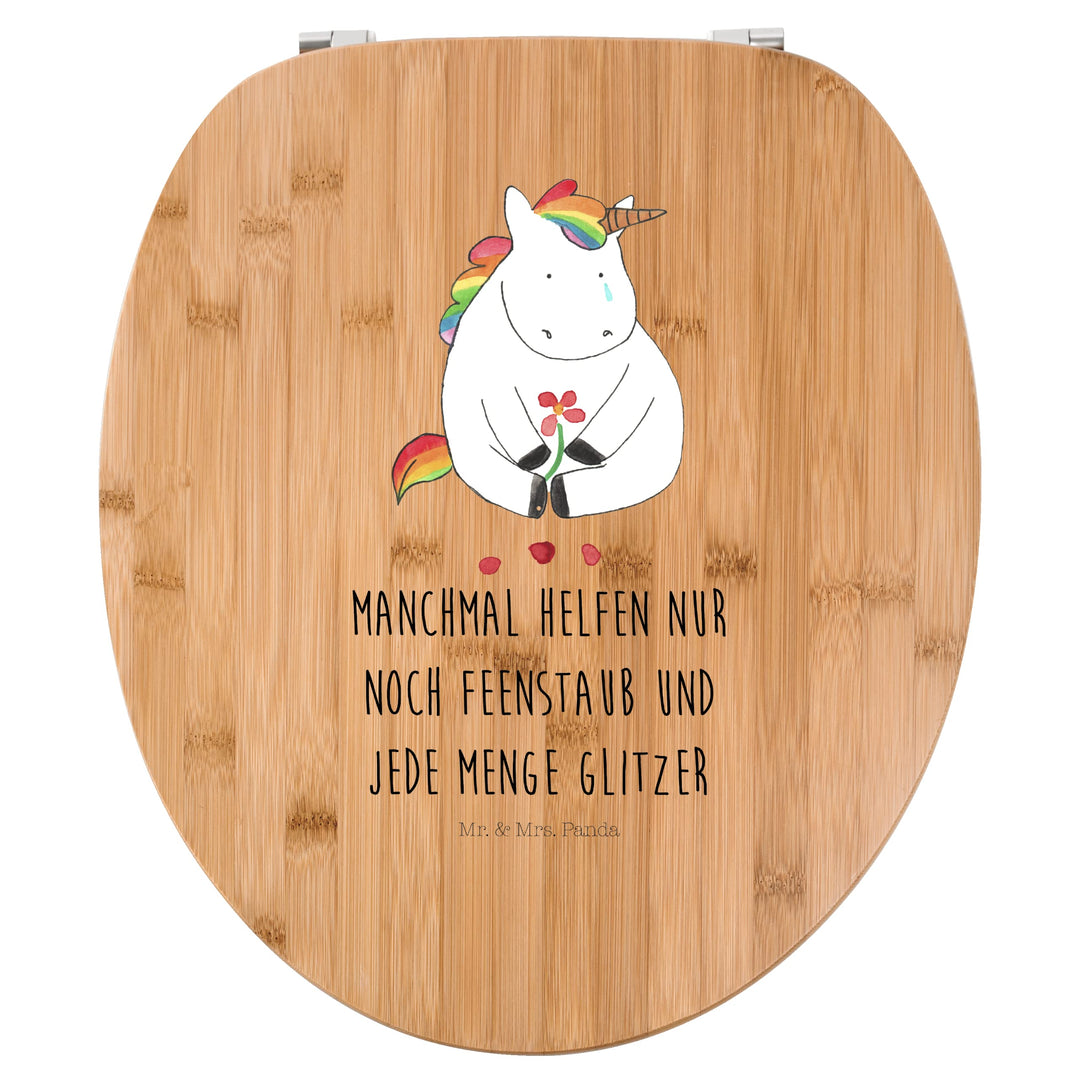 Mr. & Mrs. Panda Motiv WC Sitz Einhorn Traurig - Geschenk, Unicorn, Einhörner, Toilettendeckel, Glit