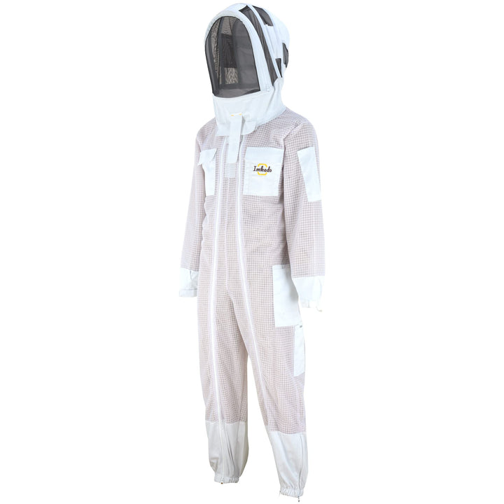 Imkado Atmungsaktiver Imkeranzug, Schutzbekleidung für Imker - Schutz vor Bienenstichen (L, Schleier