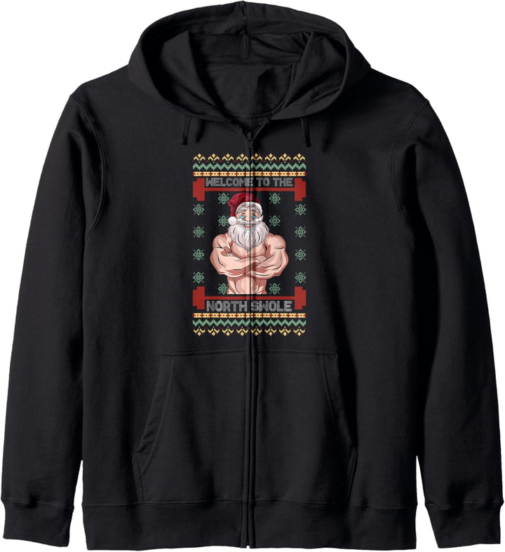 The North Swole Welcome Muscle Santa Claus Weihnachts-Fitnessstudio Kapuzenjacke