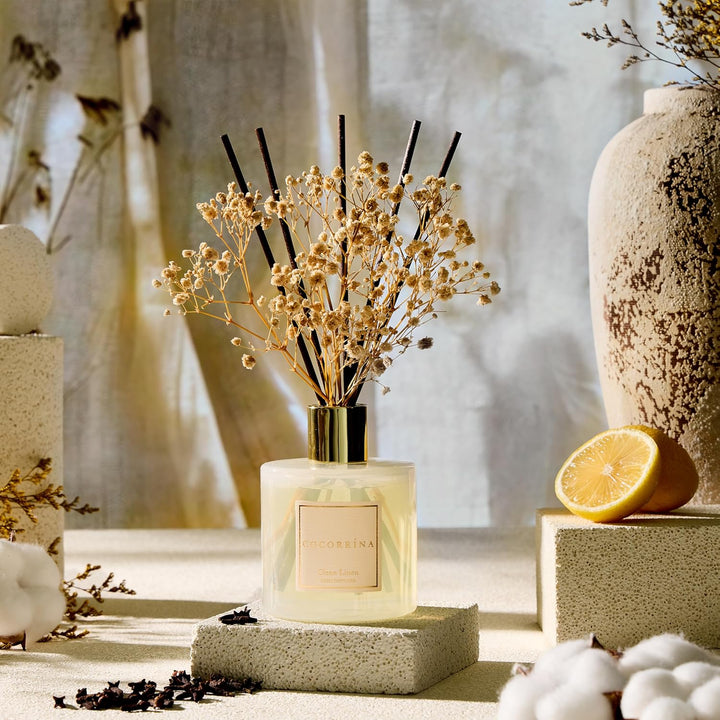 COCORRÍNA Raumduft Reed Diffuser mit 8 Duftstäbchen 200ml- Sauberes Leinen, Natürlich, Langanhaltend