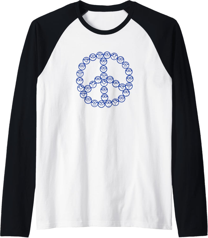 Minions Smiling Faces Peace Sign Collage Raglan