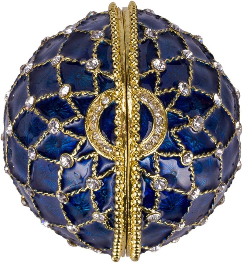 Danila-Souvenirs Fabergé-Stil Ei mit Basilius-Kathedrale 12 cm blau