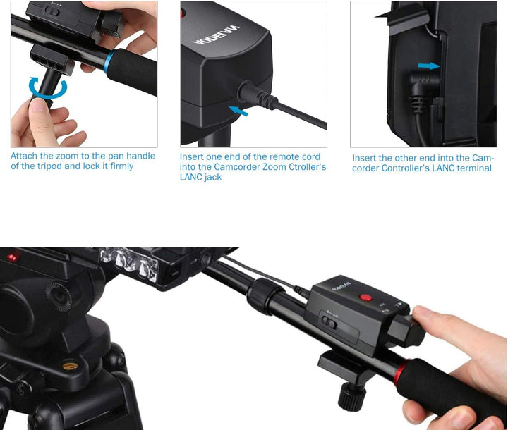 AODELAN Zoom-Fernbedienung für Camcorder Lanc Terminalstativ Aufnahme Zoom Video Kompatibel für Sony