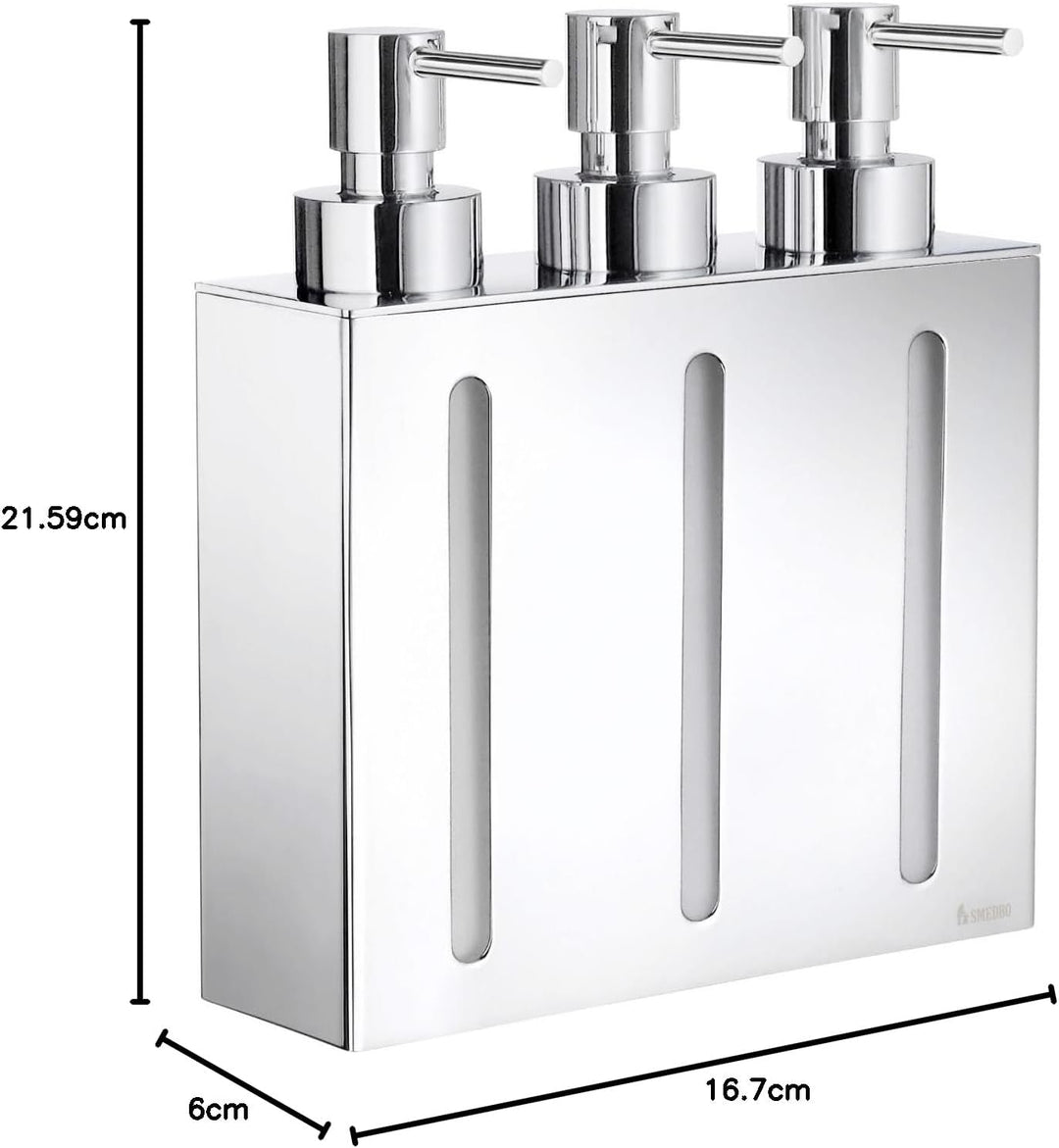 SMEDBO SME_FK259 Outline Dreifacher Seifen-und Lotionspender, silber, 16.7 x 6 x 21 cm