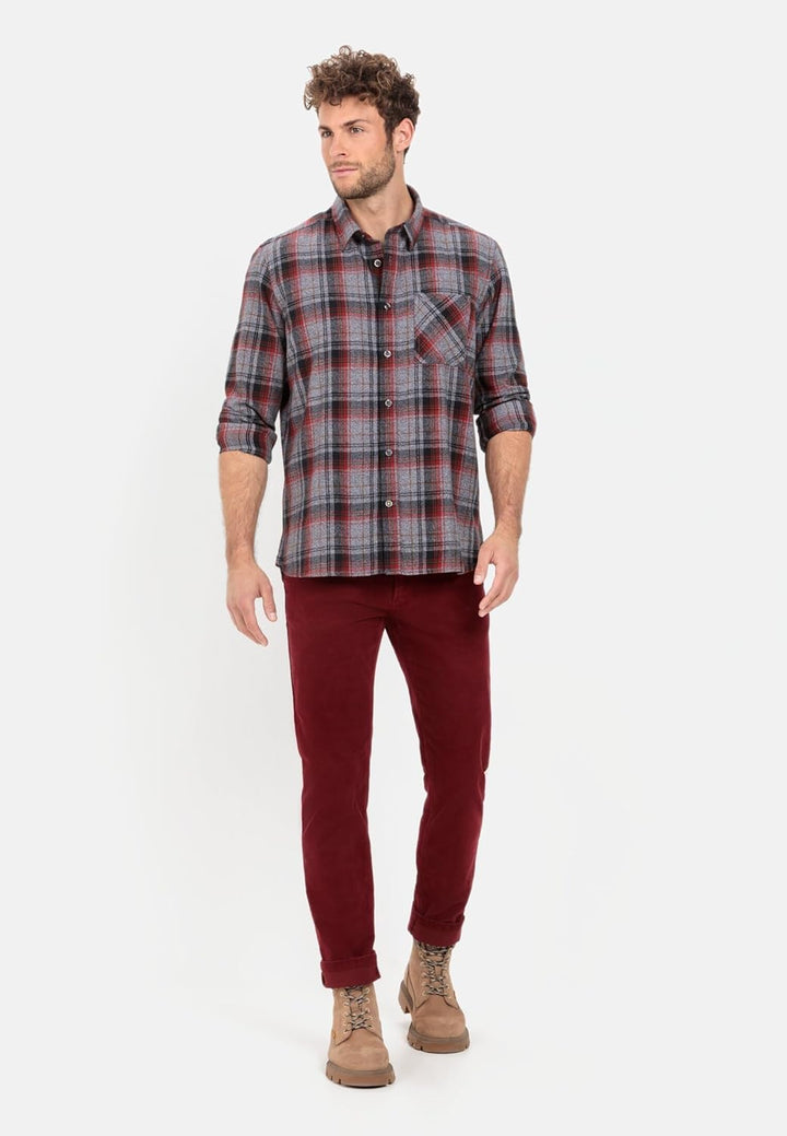 camel active Herren Flanell Karohemd aus Reiner Baumwolle M Asphalt, M Asphalt