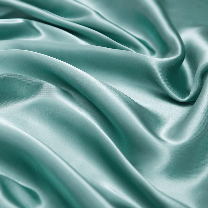 Vonty Satin-Bettlaken für King-Size-Betten, seidig weiches Satin, Aqua-Satin, 1 Spannbetttuch mit ti