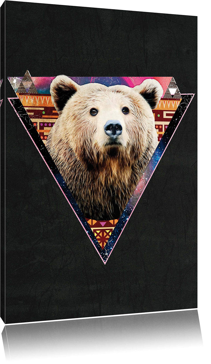 Dark Hip-Bear black Leinwandbild Bild auf Leinwand, XXL riesige Bilder fertig gerahmt mit Keilrahmen