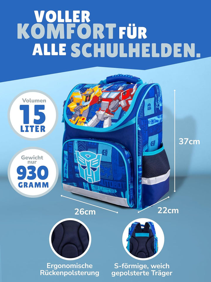 Familando Transformers Schulranzen 1. Klasse für Jungen und Mädchen · ergonomischer Tornister · Jung