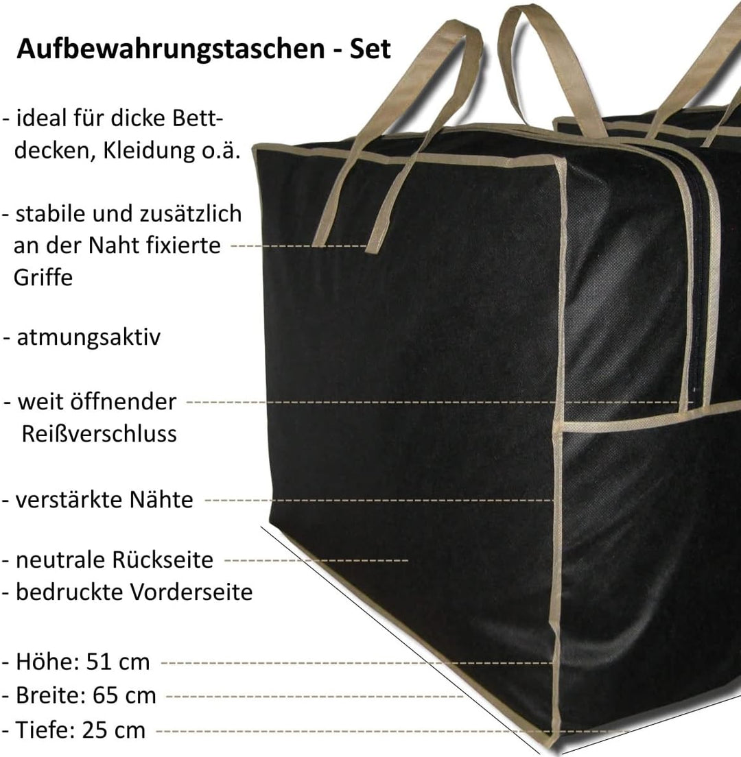 2x grosse atmungsaktive Aufbewahrungstasche für Bettdecken Kissen oder Kleidung