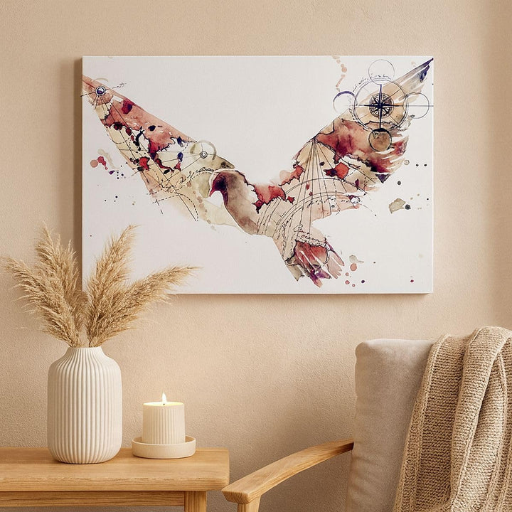 Bilder auf Leinwand 100x70cm Leinwandbild mit Rahmen Vogel Abstraktion Gross Wanddeko Bild Schlafzim