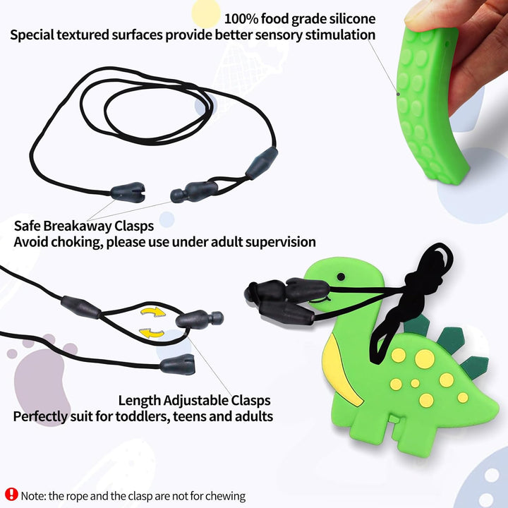 Kaukette für Kinder, 6 Stück Sensory Kauen Halskette, Silikon Beissring für Baby, Autismus Spielzeug