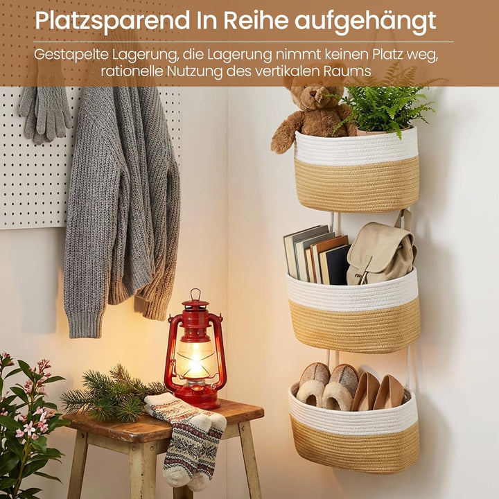 OJTOJT Hängender Organizer, Hängeorganizer Mit Haken, Wand Hängen Tasche Zum3-Tier, Hängeregal Stoff