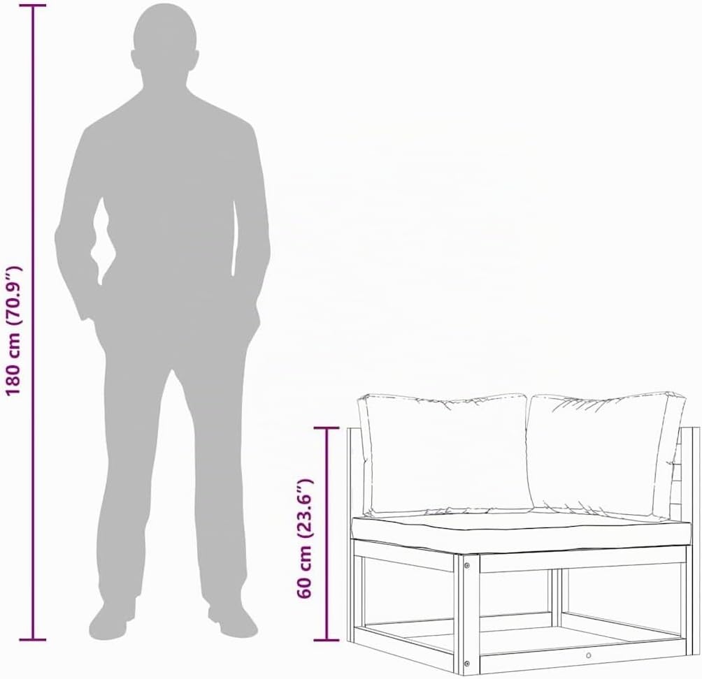 vidaXL Akazienholz Massiv Modular Ecksofa mit Cremeweissen Kissen Sofa Lounge Gartensofa Sessel Gart