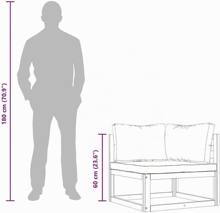 vidaXL Akazienholz Massiv Modular Ecksofa mit Cremeweissen Kissen Sofa Lounge Gartensofa Sessel Gart