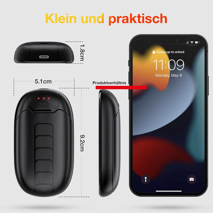 Handwärmer, wiederaufladbar, magnetischer elektrischer Handwärmer, 7 Stunden Wärme, 3 Stufen, Wärme