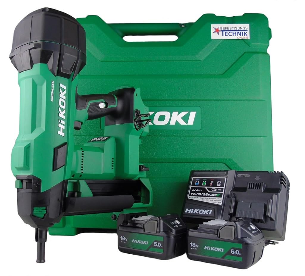 Hikoki Akku Betonnagler NC1840DAWQZ, 18V, Gaslos, 15-40mm, 2x5,0Ah, Luftfeder-Antrieb