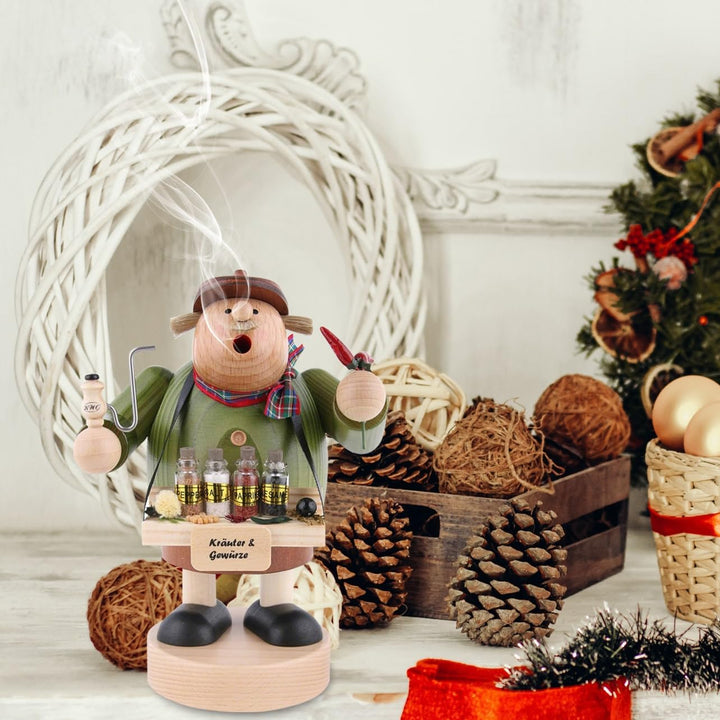 Räuchermännchen Gewürzhändler 18 cm | Weihnachtsdeko traditionelle Kunsthandwerk aus dem Erzgebirge