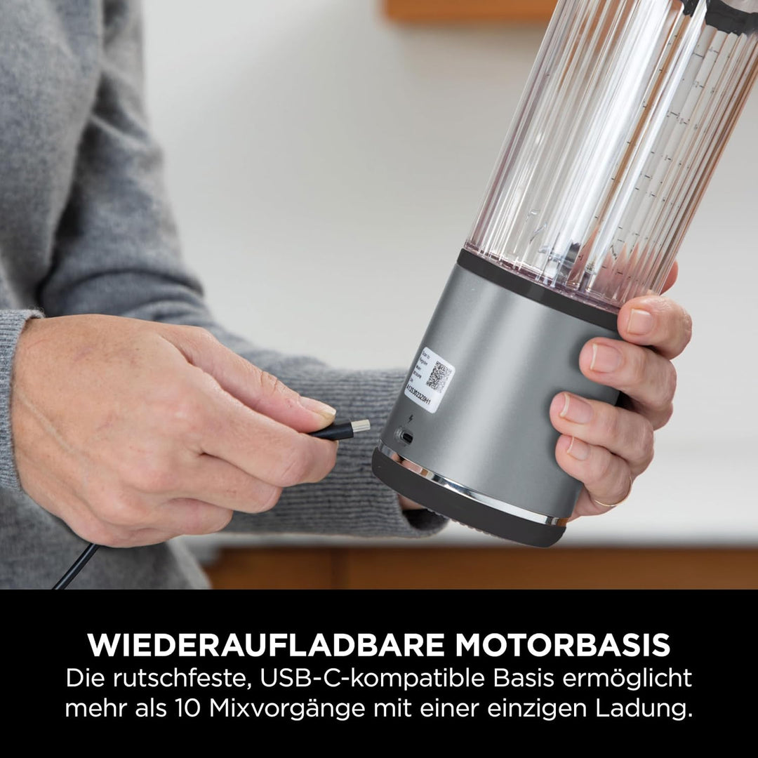 Ninja Blast Kabelloser Mixer, tragbar, USB-C wiederaufladbar, 530 ml, mit auslaufsicherem Trinkdecke