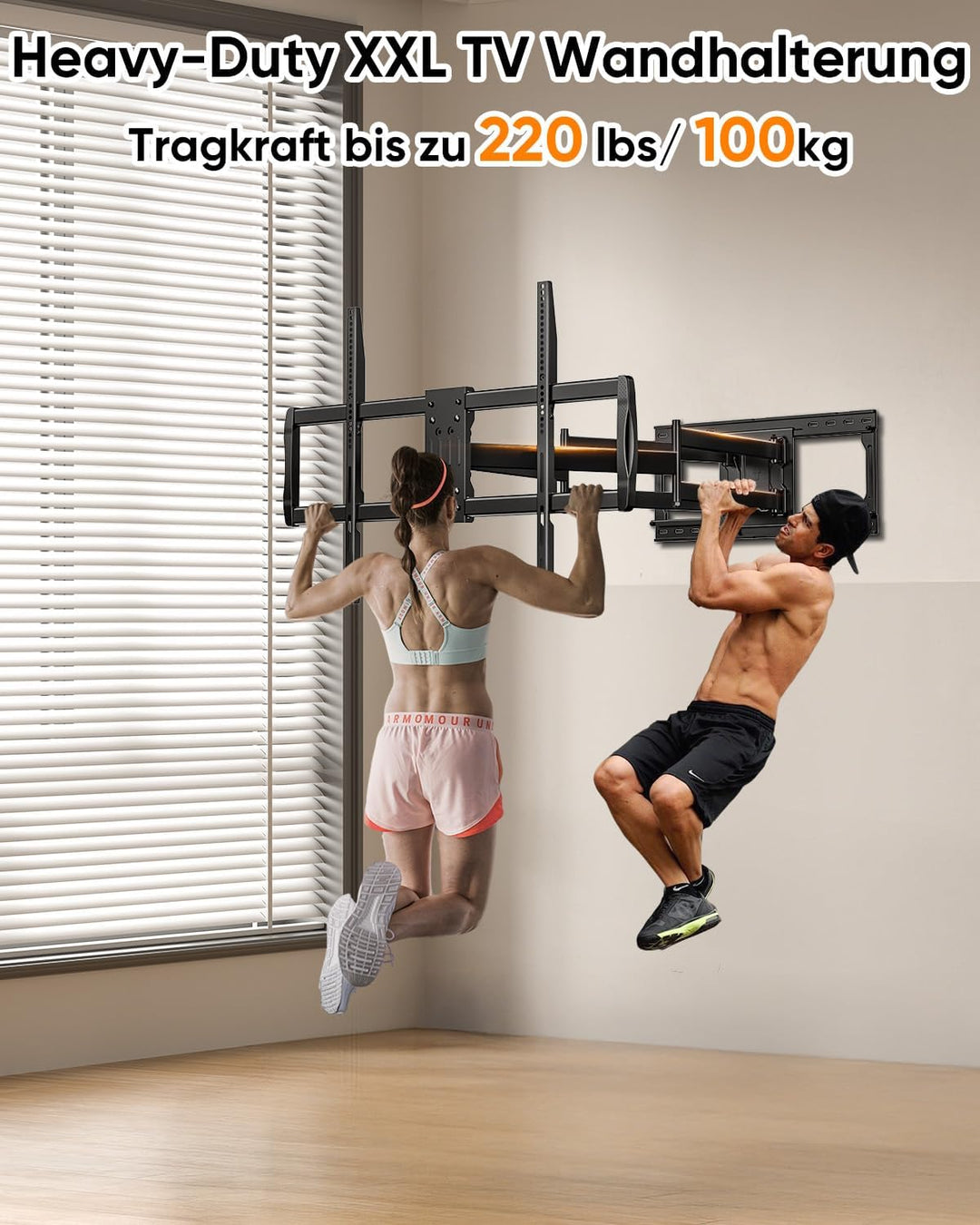 Heavy Duty XXL TV Wandhalterung mit 1095 mm Extra Langem Gelenkarm, für Extra Grosse 60-120 Zoll Fer