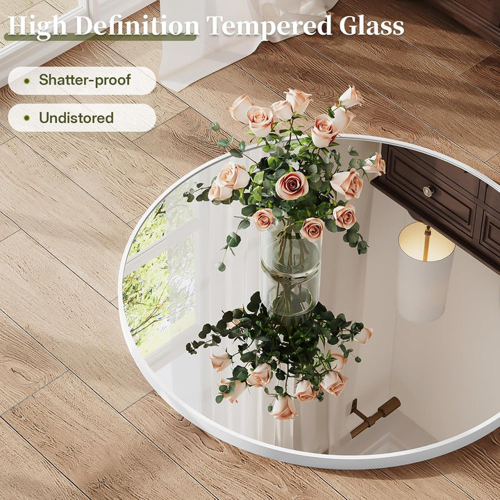 Dripex Rund Wandspiegel 70cm mit Aluminiumrahmen,dekorativer HD Wandspiegel Schminkspiegel für Badzi