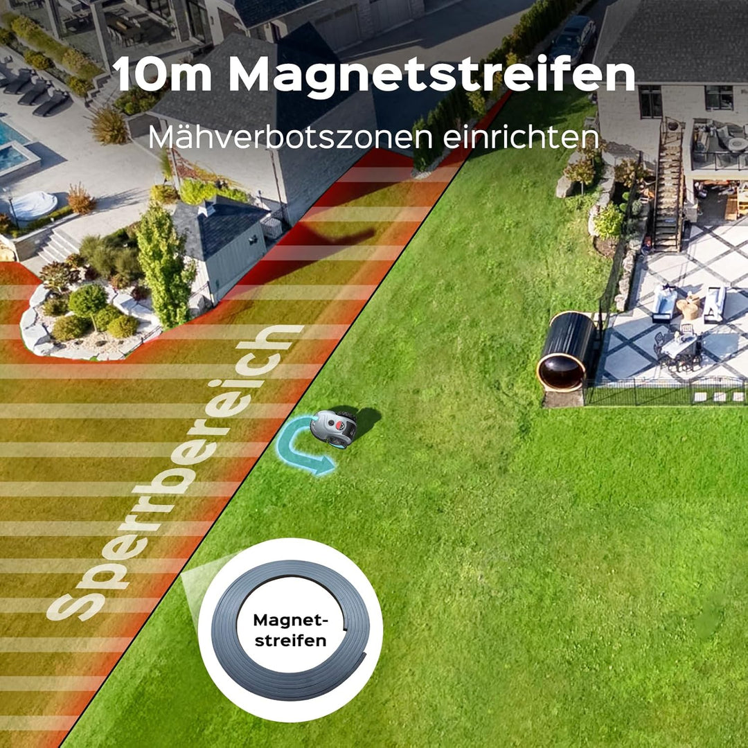 YARDCARE V100 Mähroboter ohne Begrenzungskabel, mit Vision-Navigation, Hindernisvermeidung(150 Arten