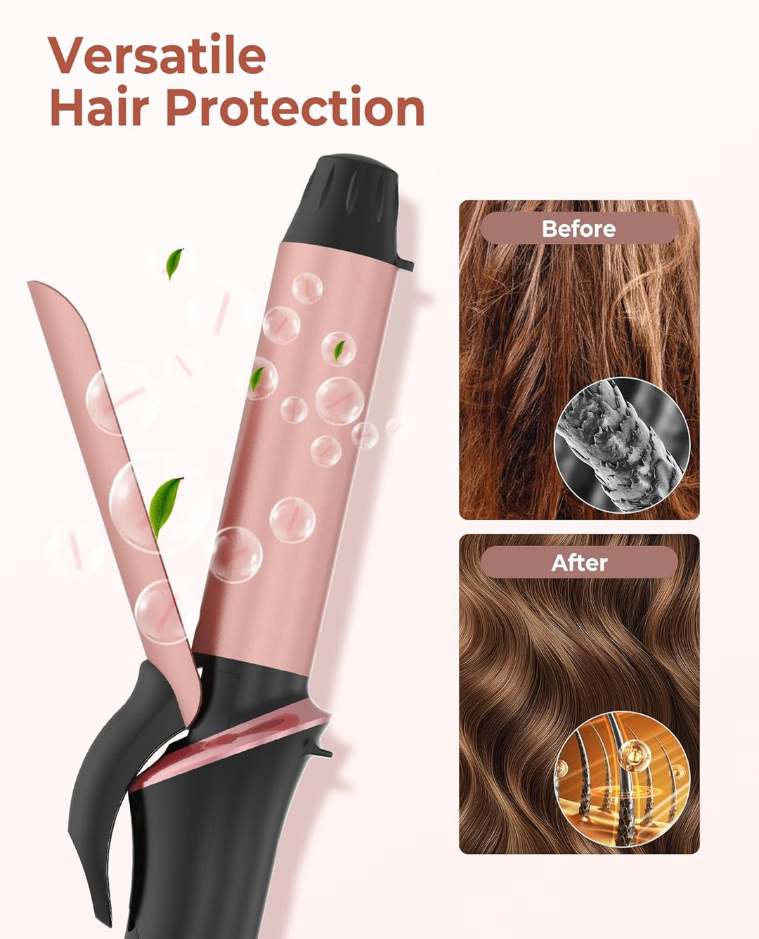 UKLISS Mini Lockenstab für Kurze Haare, 25mm Reise Lockenstab Kleine Locken, LCD Display 120-200℃, m