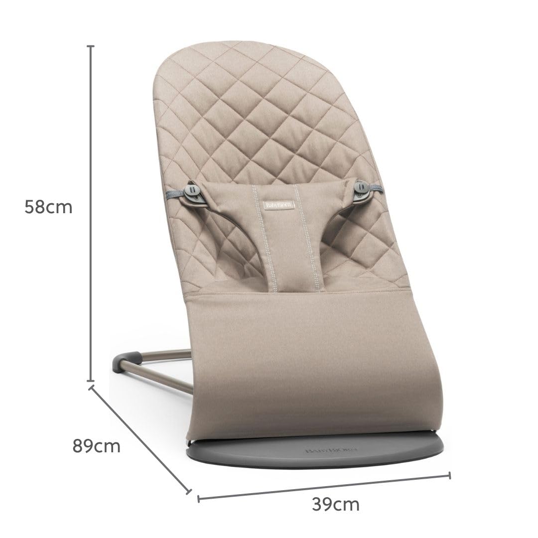 BabyBjörn Babywippe Bliss, Gewebt, Klassische Steppung, Sandgrau Sandgrau Gewebt, Klassische Steppun