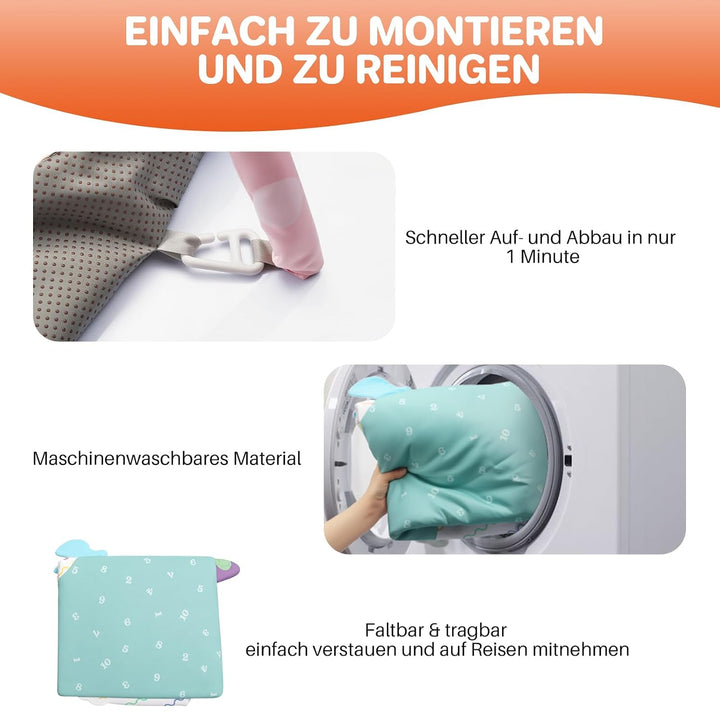 FUNYKICH Spielbogen Baby, Spieldecke Baby mit 6 Spielzeugen &amp; Kissen, Rutschfeste Baby Gym für Babys