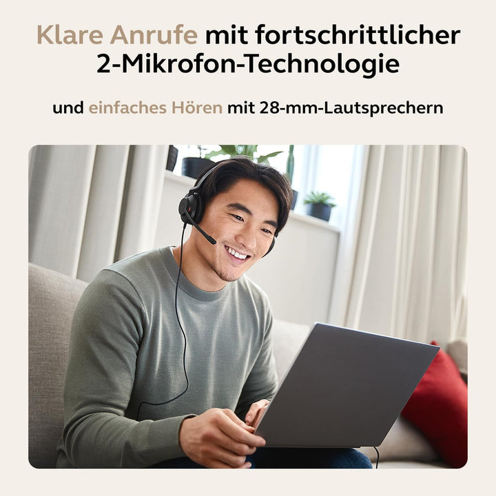 Jabra Evolve2 30 SE - Kabelgebundenes Stereo-Headset mit Geräuschunterdrückung und 2-Mikrofon-Techno
