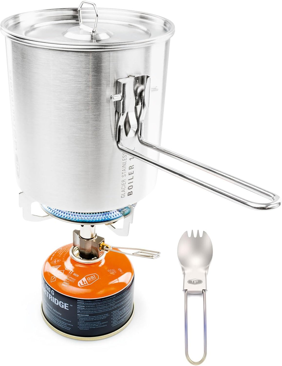 GSI Outdoors Glacier Edelstahl Minimalistisches Ultraleichtes Kochsystem-Set, perfekt für einen Back