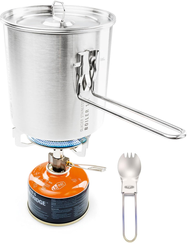 GSI Outdoors Glacier Edelstahl Minimalistisches Ultraleichtes Kochsystem-Set, perfekt für einen Back
