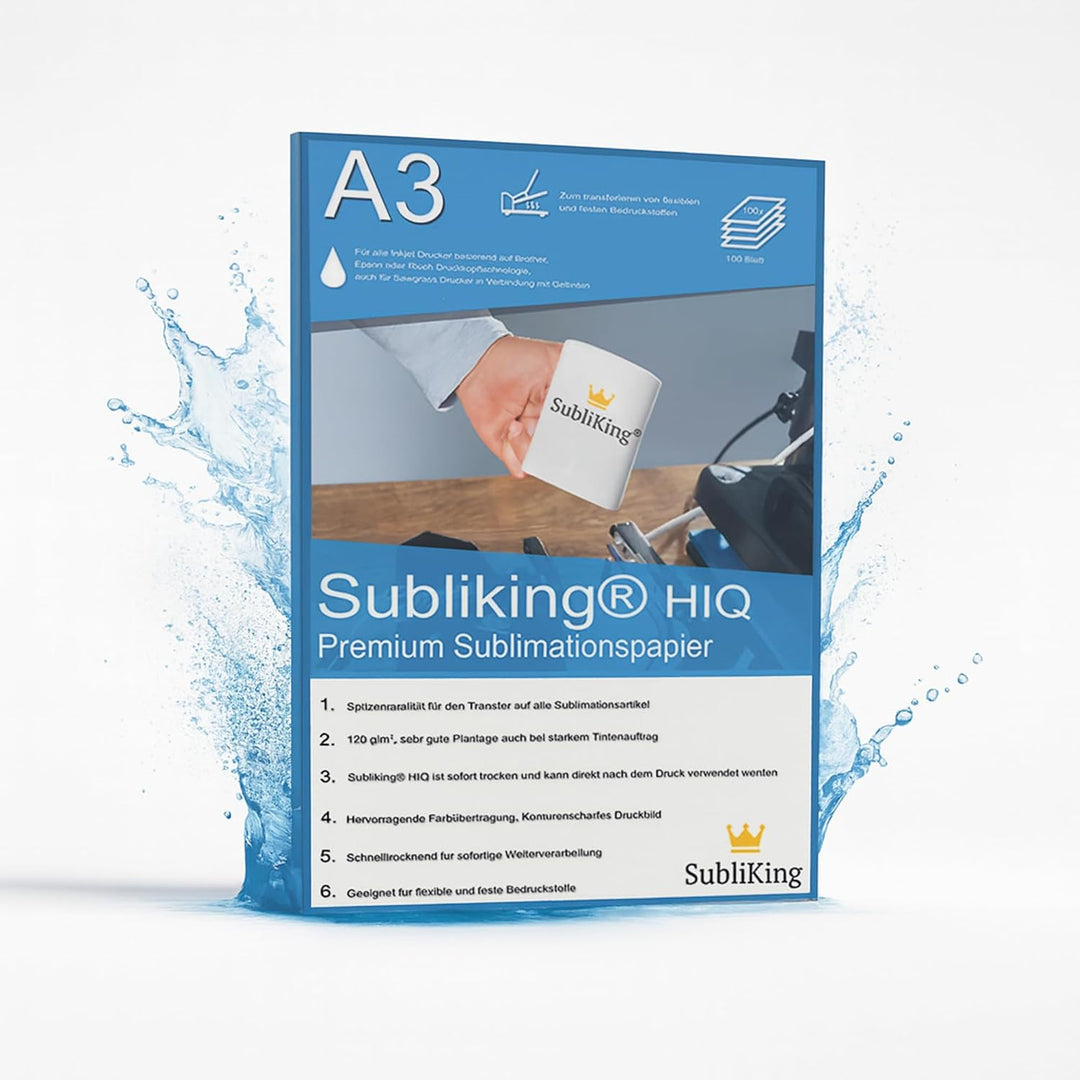 Premium Sublimationspapier 125g für Epson, Ricoh & Sawgrass, 100 Blatt DIN A3, schnelltrocknend & gu