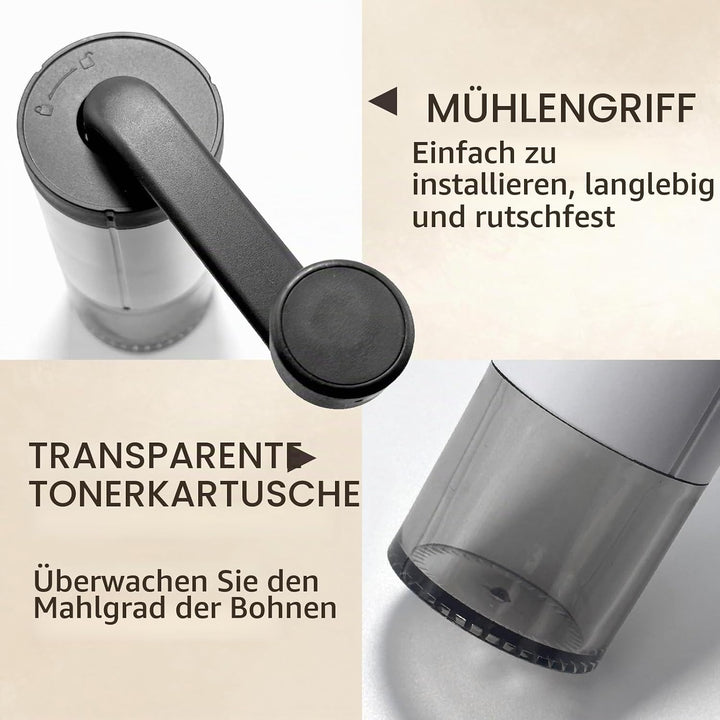 Kaffeemühle manuell mit Keramikmahlwerk,Tragbare Manuelle Handkaffeemühle mit 30g Kapazität, Konisch