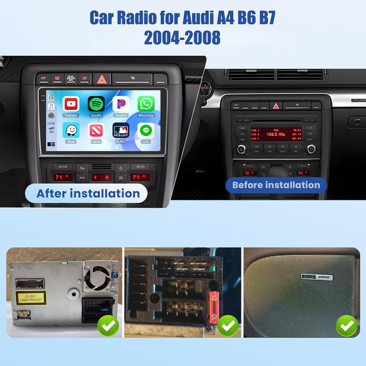 [4G+128G] Inefala Android 15 Autoradio für Audi A4 B6 B7 2004-2008 mit Wireless Carplay Android, 9 Z