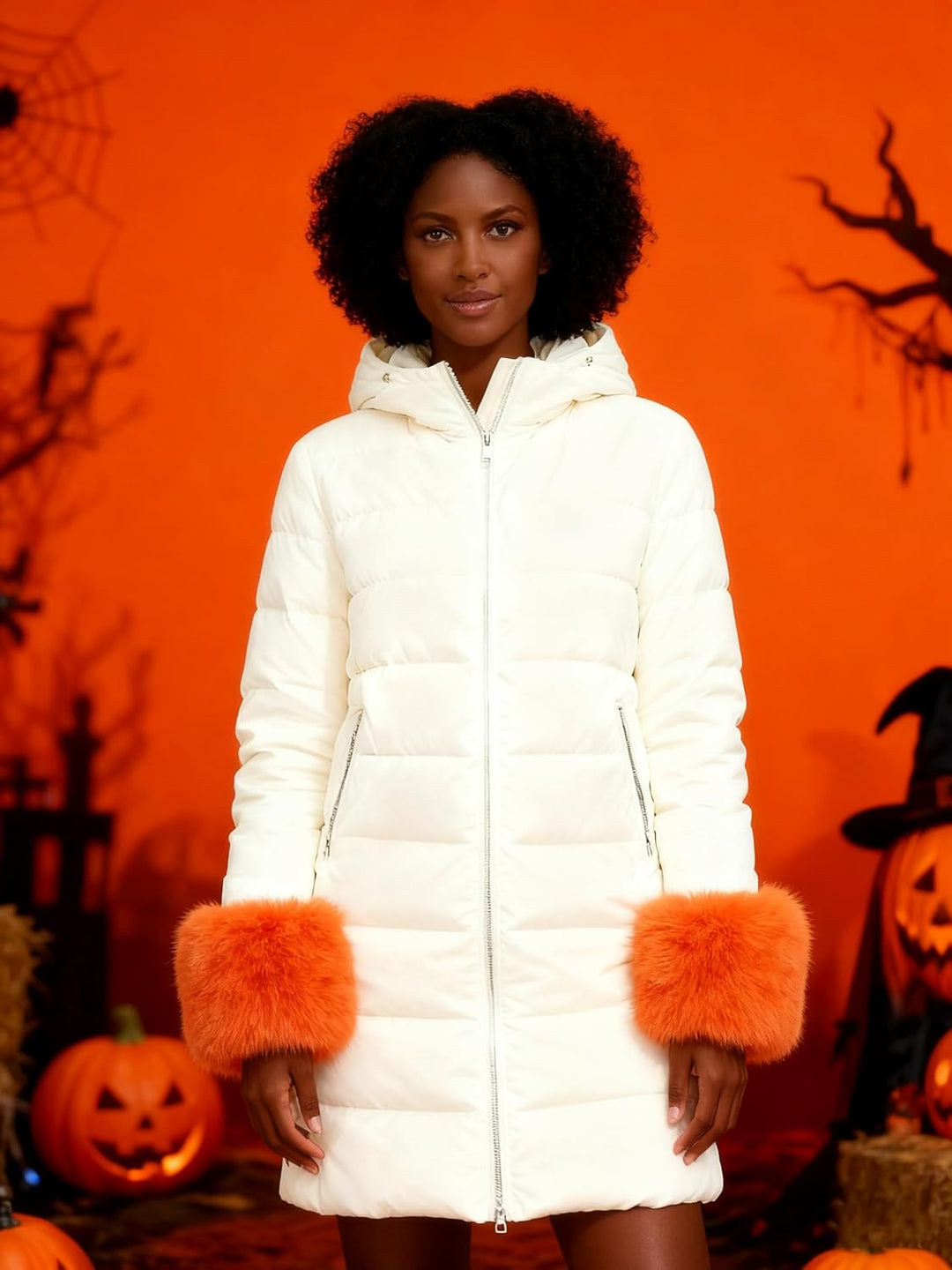 Lina & Lily Damen Winter Armstulpen Manschetten Pulswärmer Kunstfell Orange, Orange