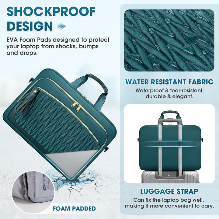 RAINSMORE Laptoptasche 17,3 Zoll für Damen Aktentasche Wasserdichte Arbeitstasche Grosse Lehrertasch