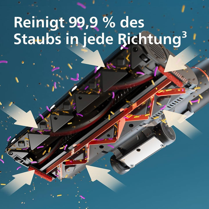Philips Akkustaubsauger 7000 Series Pet, Überlegene Saugleistung, 80 Min. Laufzeit, Bodentypenerkenn
