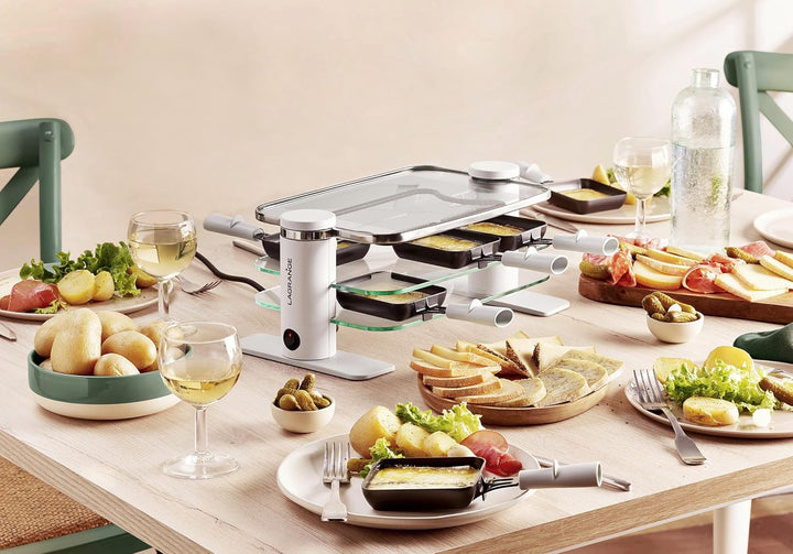 LAGRANGE Raclette-Gerät für 6 Personen, 750 W, Glasplatten, abnehmbare obere Platte für einfache Rei