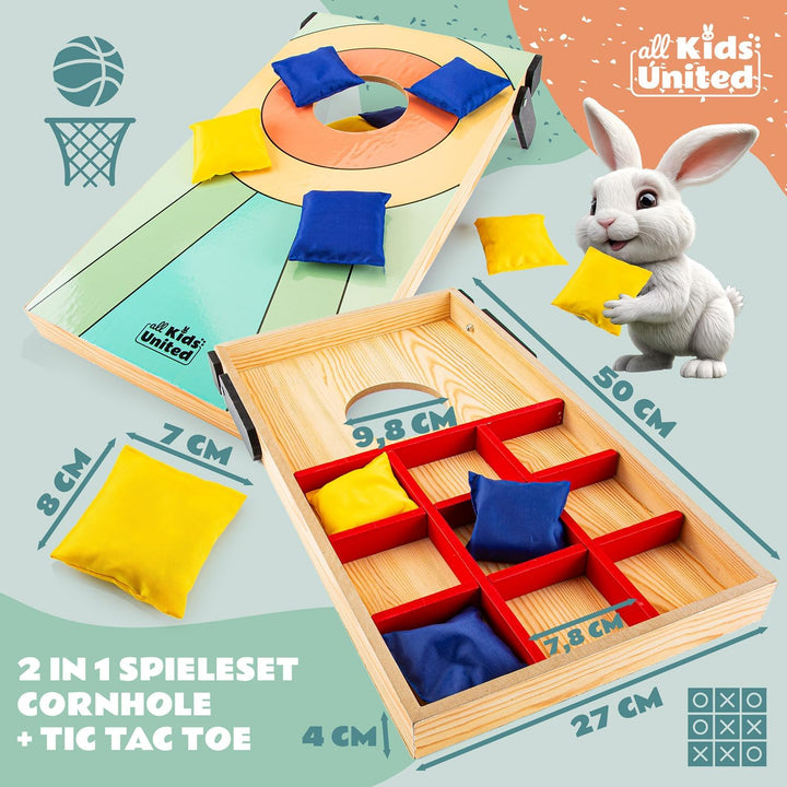 all Kids United® Mini Cornhole-Spiel für Kinder; Indoor &amp; Outdoor Geschicklichkeitsspiel mit Sandsäc
